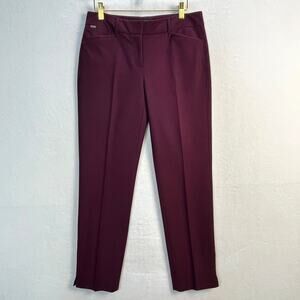 White House Black Market The Slim Ankle Burgundy Red Stretch Chino Dress Pants 2